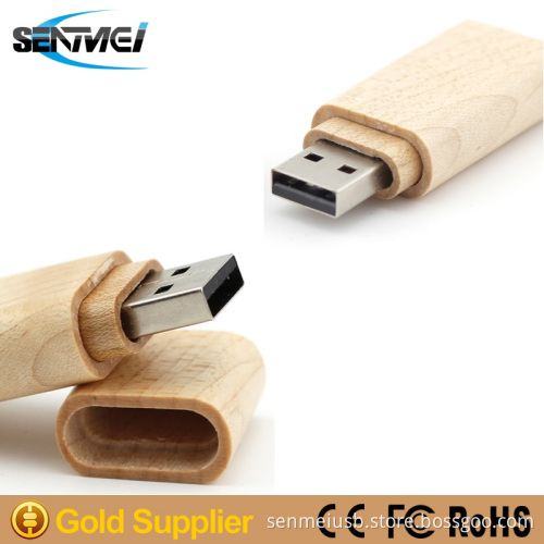 Promotional Wholesale Cross-shaped Wooden USB With Key Ring